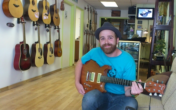 Ben from Said The Whale with his new Basone Guitar